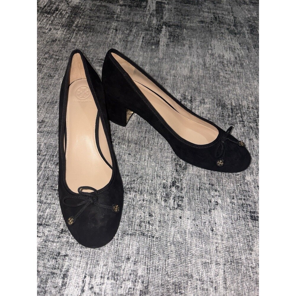NEW Tory Burch LAILA  Sz 10 Black Pumps Suede Grosgrain
